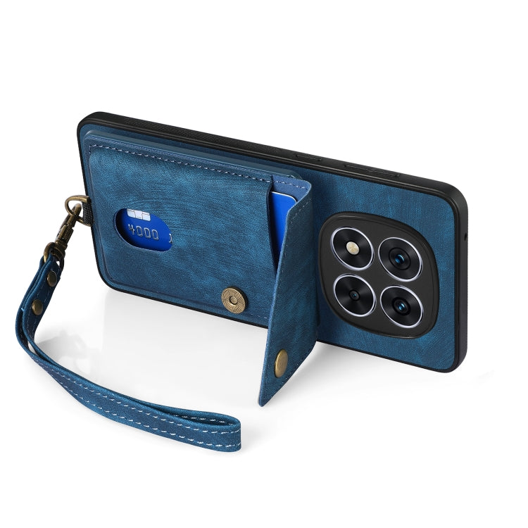 For Xiaomi Redmi Note 14 5G Retro Card Wallet Fold Leather Phone Case with Strap