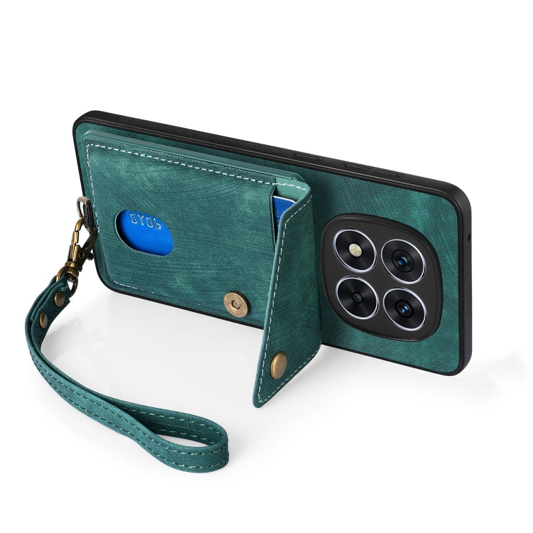 For Xiaomi Redmi Note 14 5G Retro Card Wallet Fold Leather Phone Case with Strap