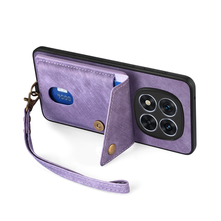 For Xiaomi Redmi Note 14 5G Retro Card Wallet Fold Leather Phone Case with Strap