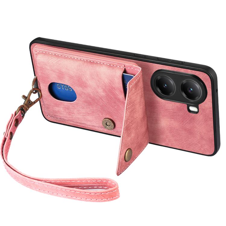 For Redmi Turbo 4 Retro Card Wallet Fold Leather Phone Case with Strap