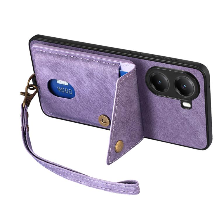 For Redmi Turbo 4 Retro Card Wallet Fold Leather Phone Case with Strap