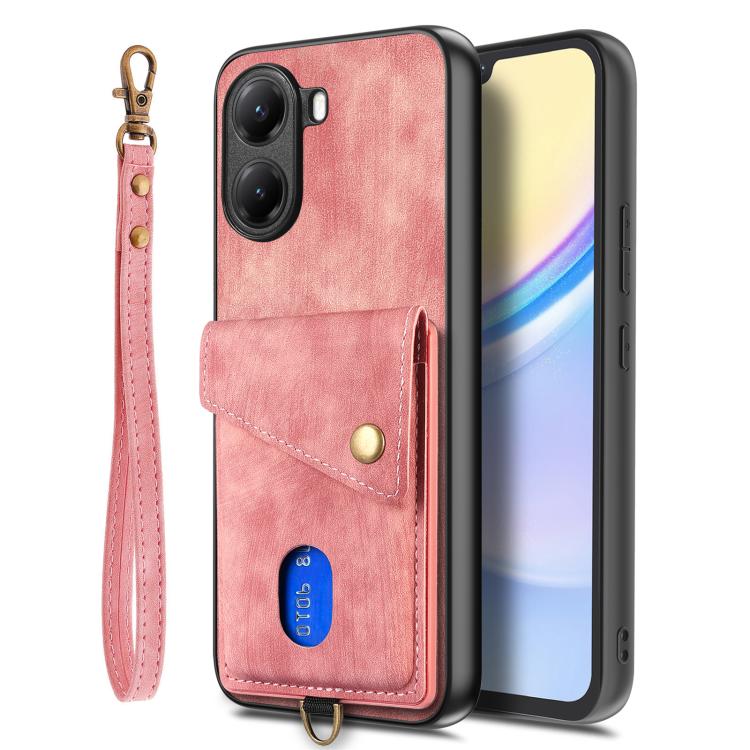 For Xiaomi Poco X7 Pro Retro Card Wallet Fold Leather Phone Case with Strap