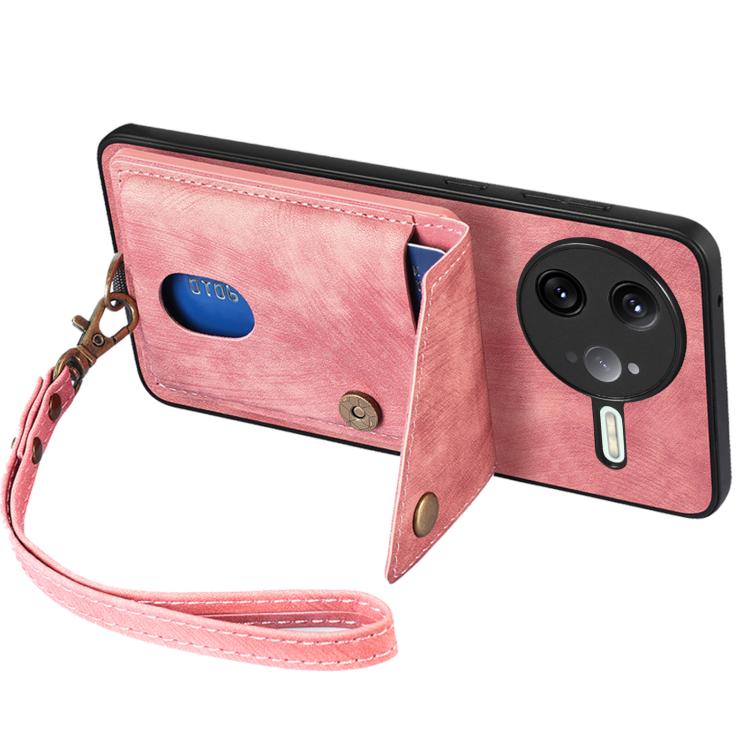 For Redmi K80 Pro / Poco F7 Ultra Retro Card Wallet Fold Leather Phone Case with Strap