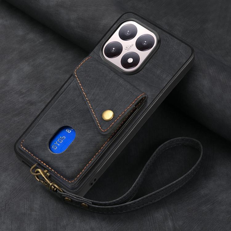 For Xiaomi 15T Retro Card Wallet Fold Leather Phone Case with Strap