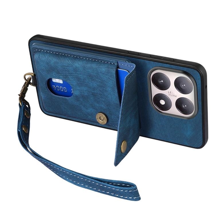 For Xiaomi 15T Retro Card Wallet Fold Leather Phone Case with Strap