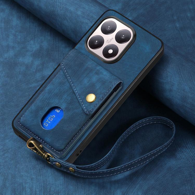 For Xiaomi 15T Retro Card Wallet Fold Leather Phone Case with Strap