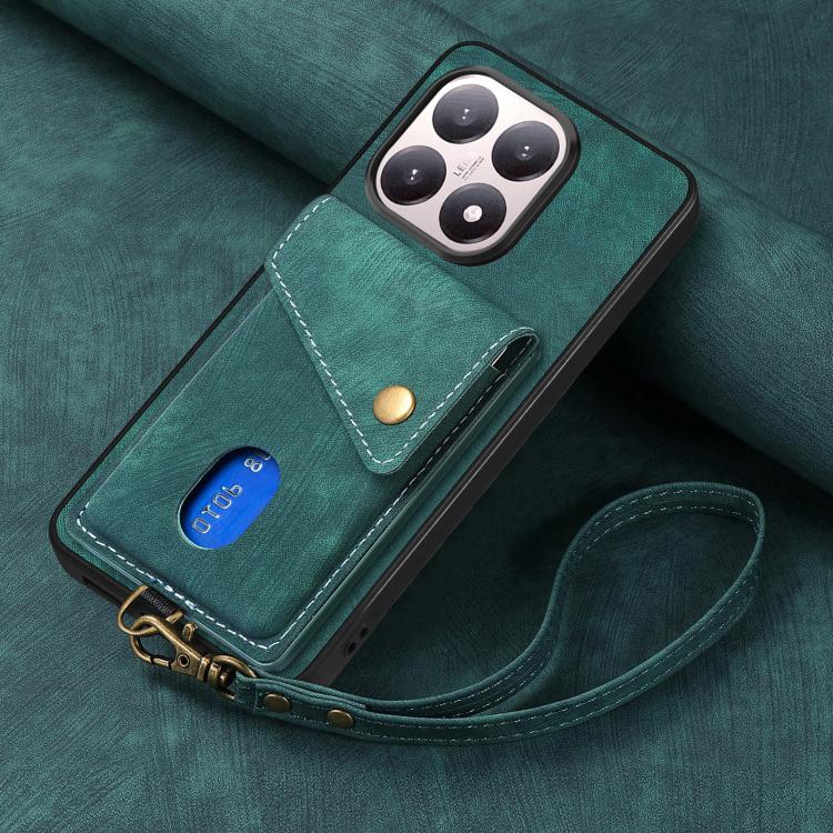 For Xiaomi 15T Retro Card Wallet Fold Leather Phone Case with Strap