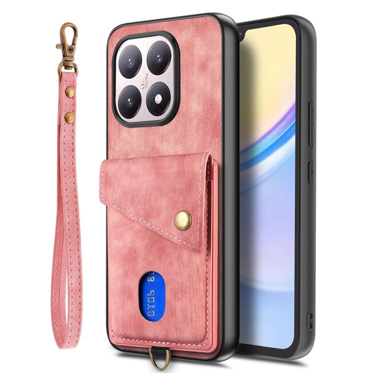 For Xiaomi 15T Retro Card Wallet Fold Leather Phone Case with Strap