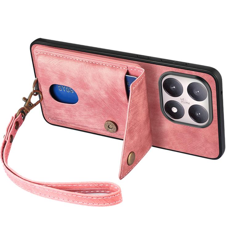 For Xiaomi 15T Retro Card Wallet Fold Leather Phone Case with Strap