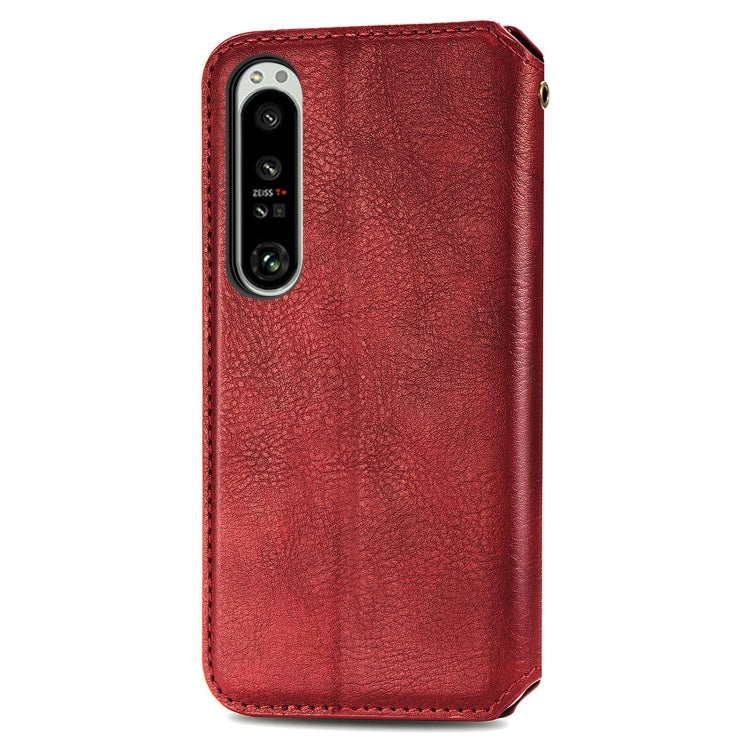 For Sony Xperia 1 IV Cubic Grid Pressed Magnetic Leather Phone Case