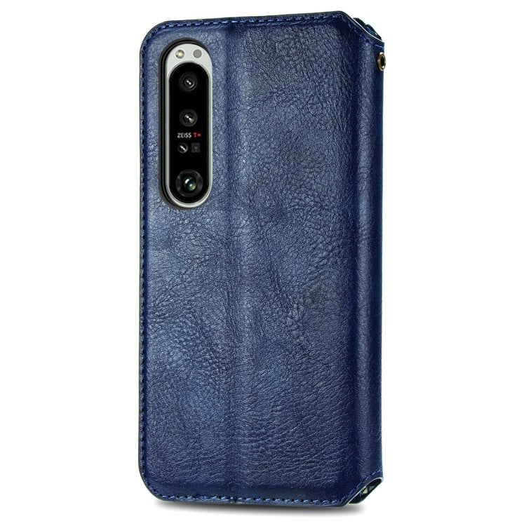 For Sony Xperia 1 IV Cubic Grid Pressed Magnetic Leather Phone Case
