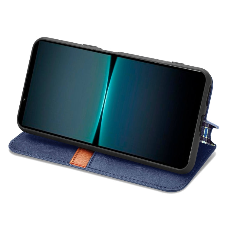 For Sony Xperia 1 IV Cubic Grid Pressed Magnetic Leather Phone Case