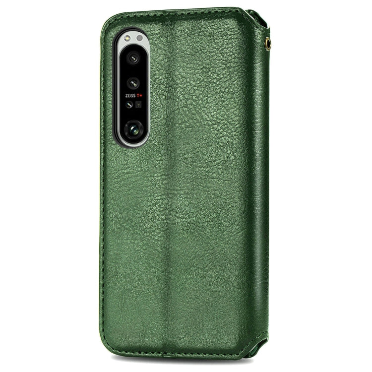 For Sony Xperia 1 IV Cubic Grid Pressed Magnetic Leather Phone Case