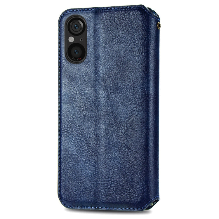 For Sony Xperia 5 V Cubic Grid Pressed Magnetic Leather Phone Case