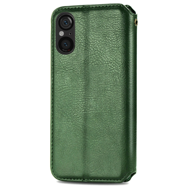 For Sony Xperia 5 V Cubic Grid Pressed Magnetic Leather Phone Case