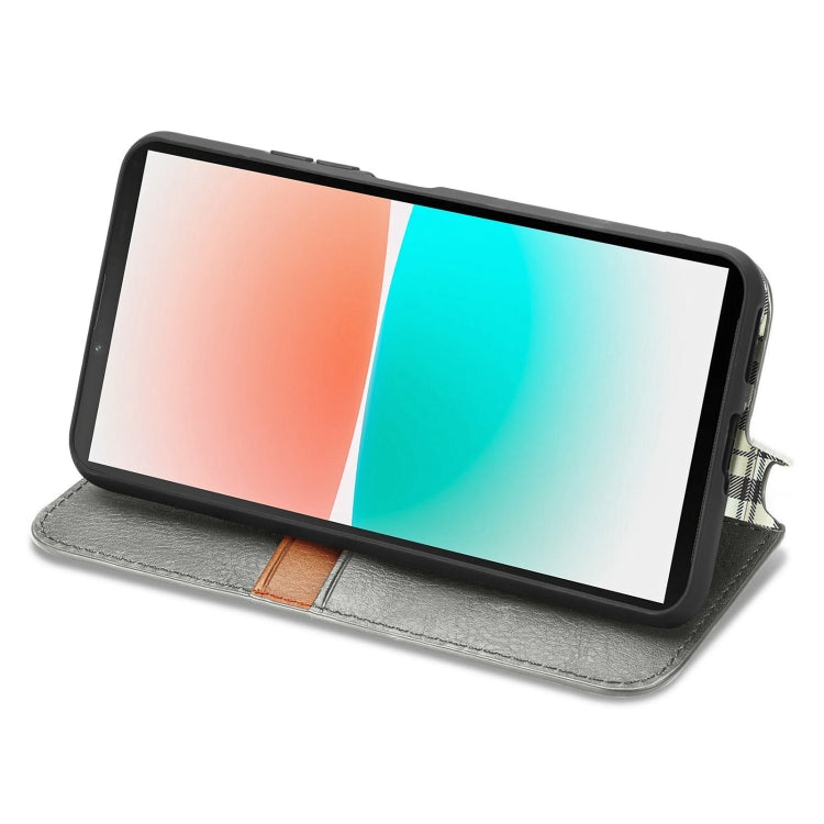 For Sony Xperia 10 IV Cubic Grid Pressed Magnetic Leather Phone Case