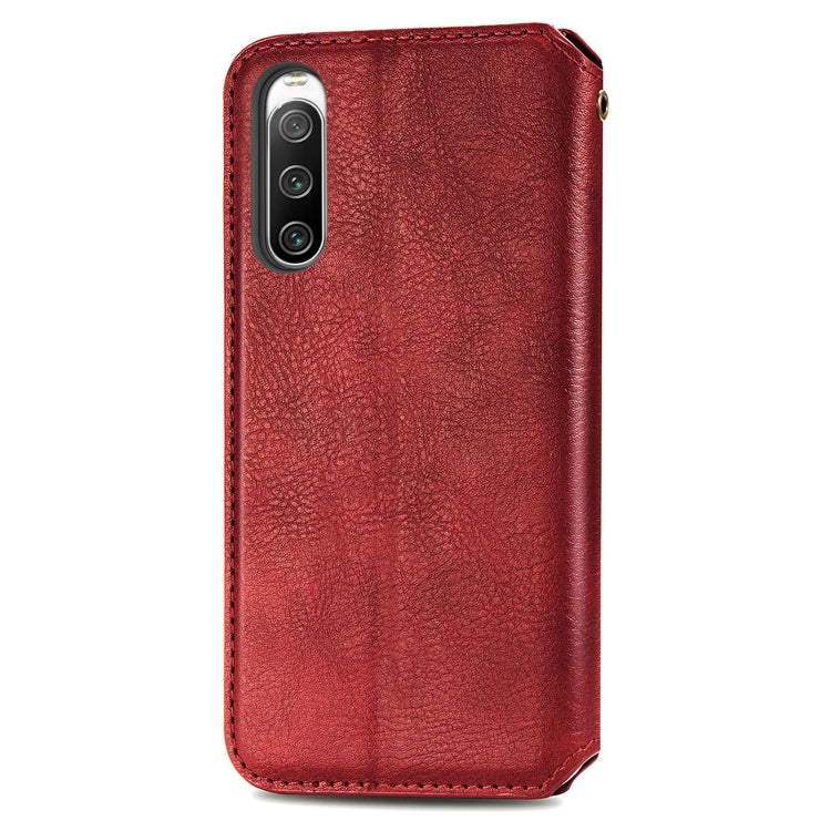 For Sony Xperia 10 IV Cubic Grid Pressed Magnetic Leather Phone Case