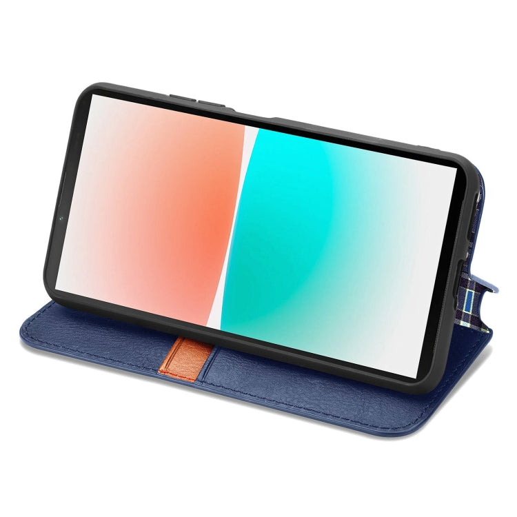 For Sony Xperia 10 IV Cubic Grid Pressed Magnetic Leather Phone Case