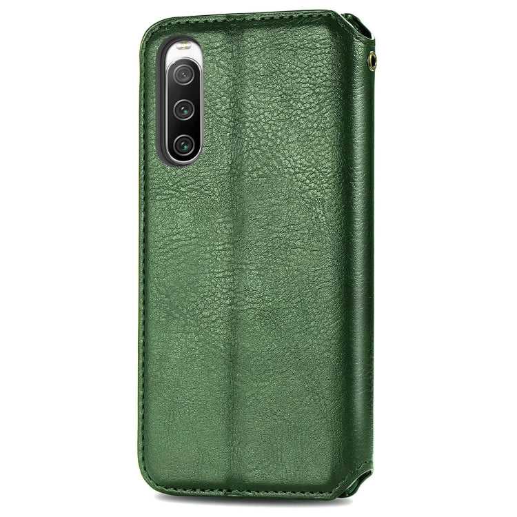 For Sony Xperia 10 IV Cubic Grid Pressed Magnetic Leather Phone Case