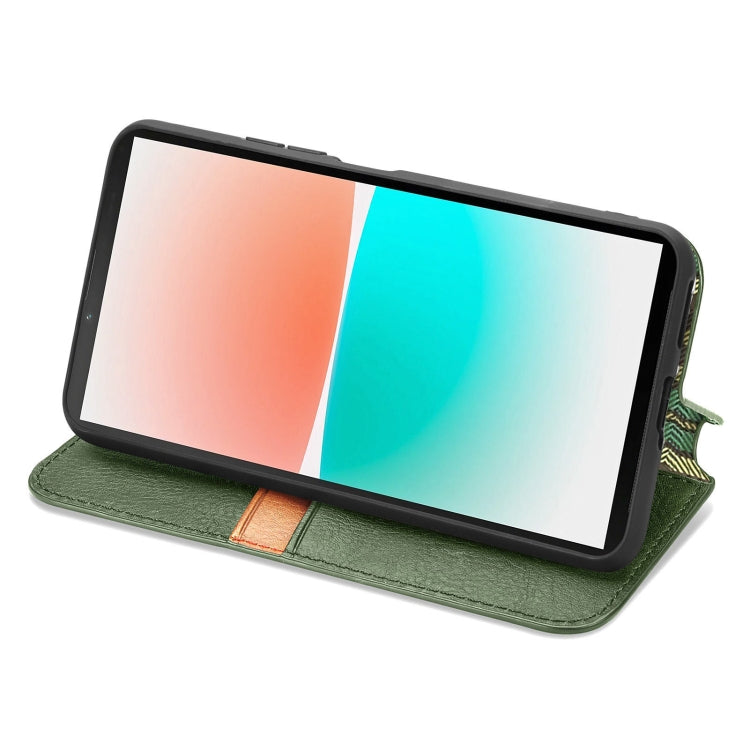 For Sony Xperia 10 IV Cubic Grid Pressed Magnetic Leather Phone Case