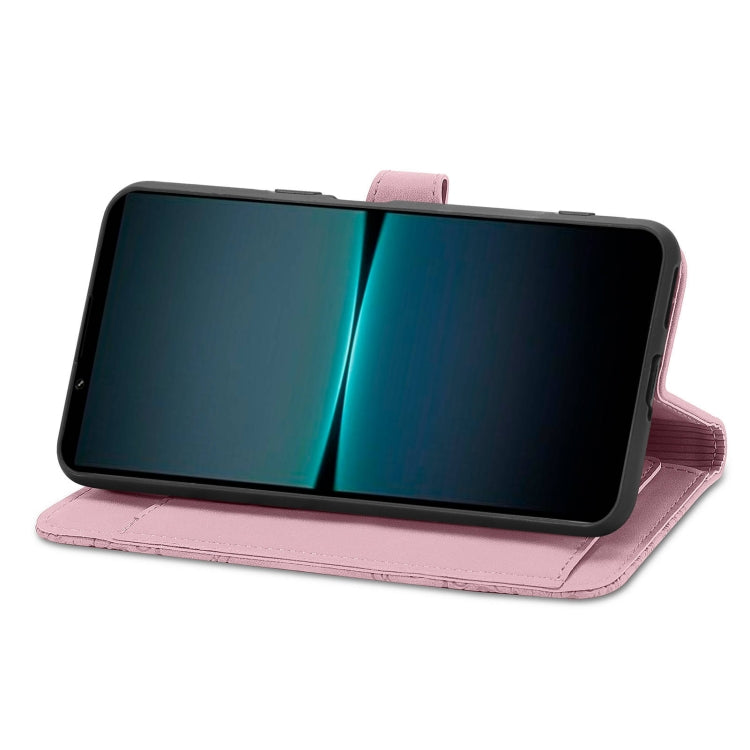For Sony Xperia 1 IV Embossed Flower Zipper Leather Phone Case