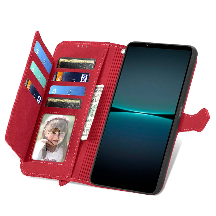 For Sony Xperia 1 IV Embossed Flower Zipper Leather Phone Case