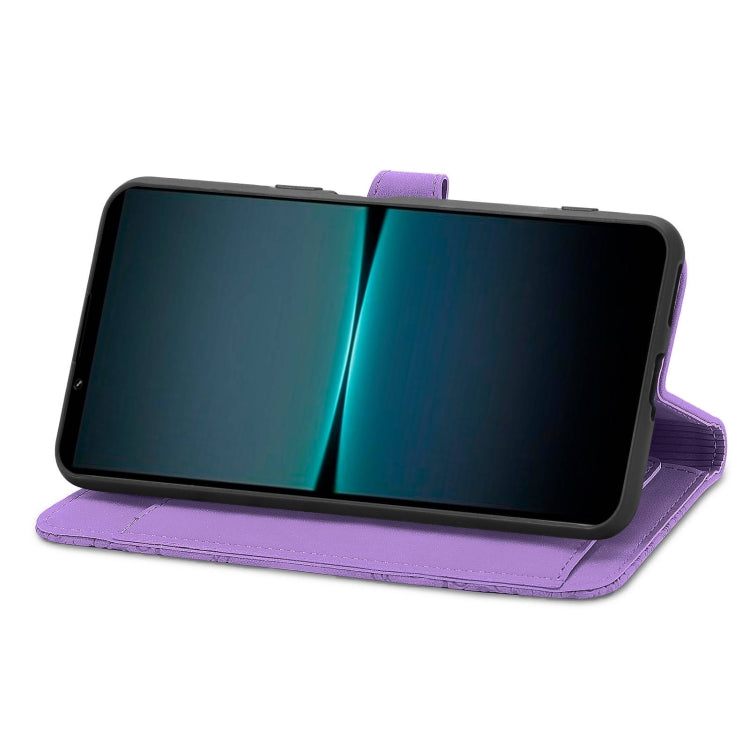 For Sony Xperia 1 IV Embossed Flower Zipper Leather Phone Case