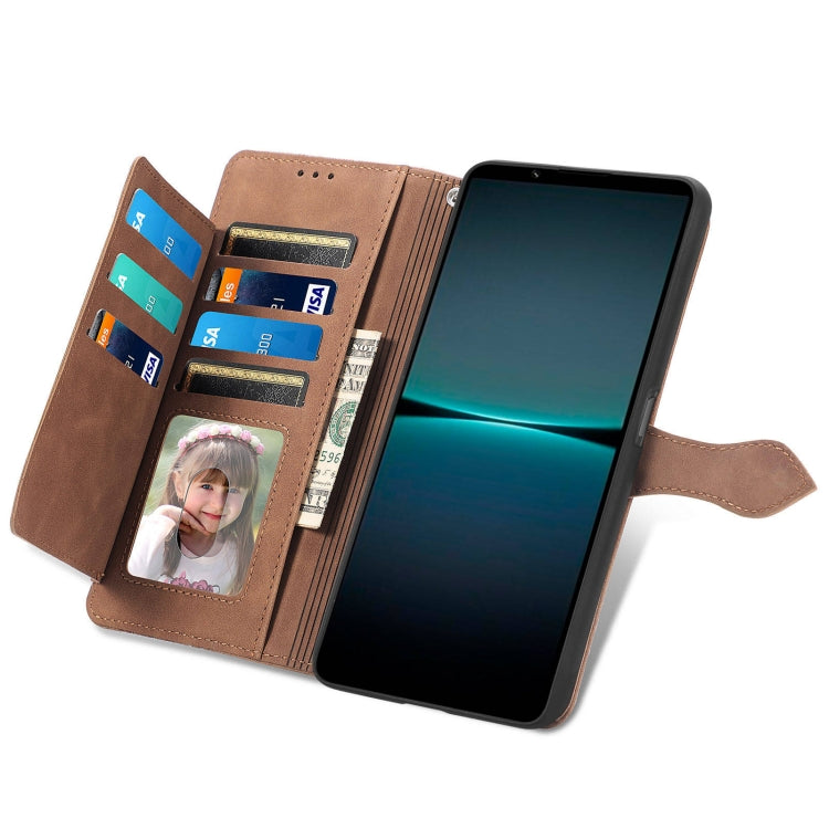 For Sony Xperia 1 IV Embossed Flower Zipper Leather Phone Case