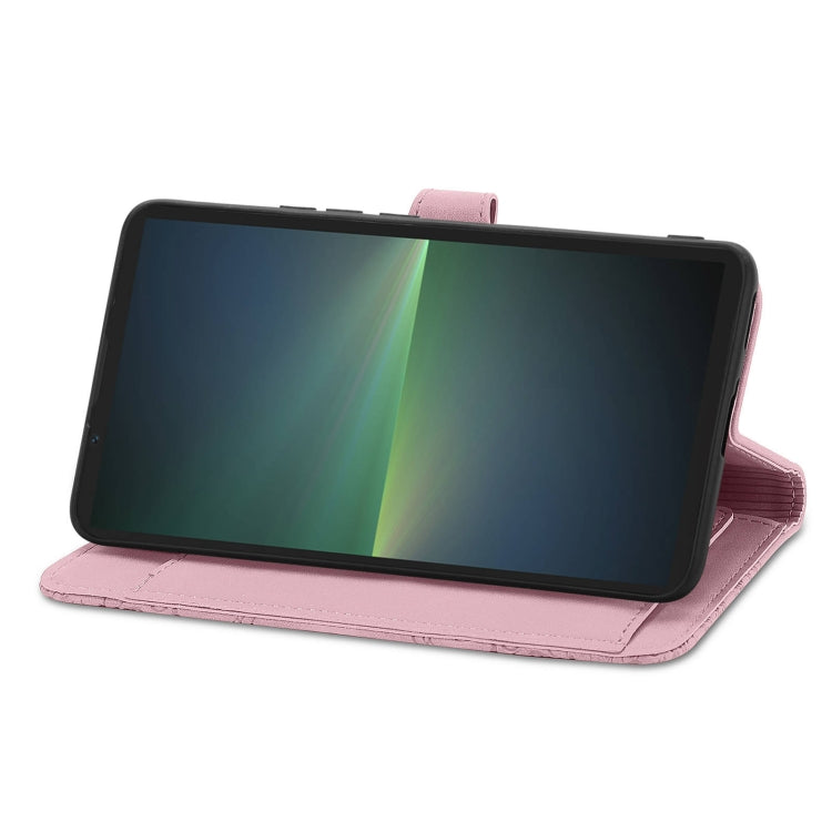 For Sony Xperia 5 V Embossed Flower Zipper Leather Phone Case
