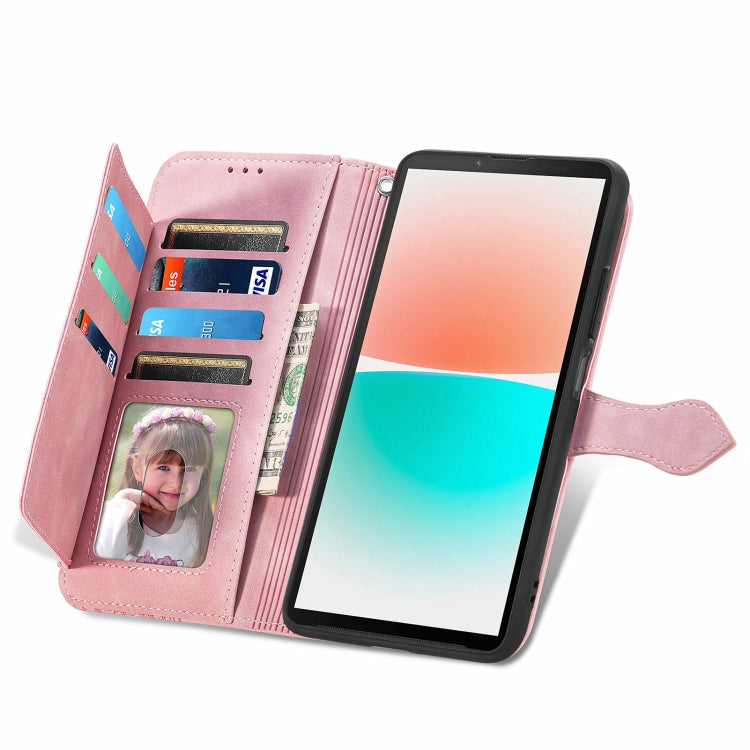 For Sony Xperia 10 IV Embossed Flower Zipper Leather Phone Case