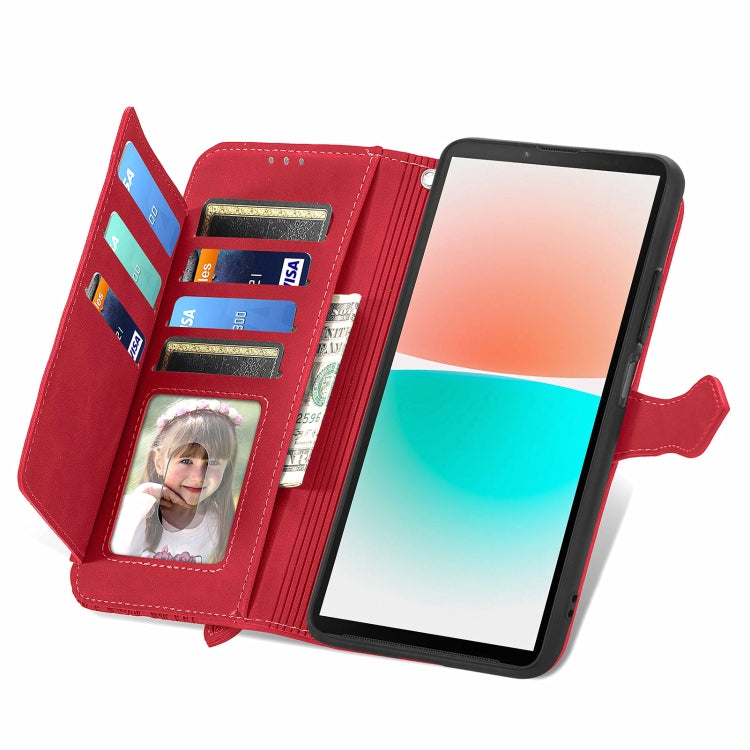 For Sony Xperia 10 IV Embossed Flower Zipper Leather Phone Case