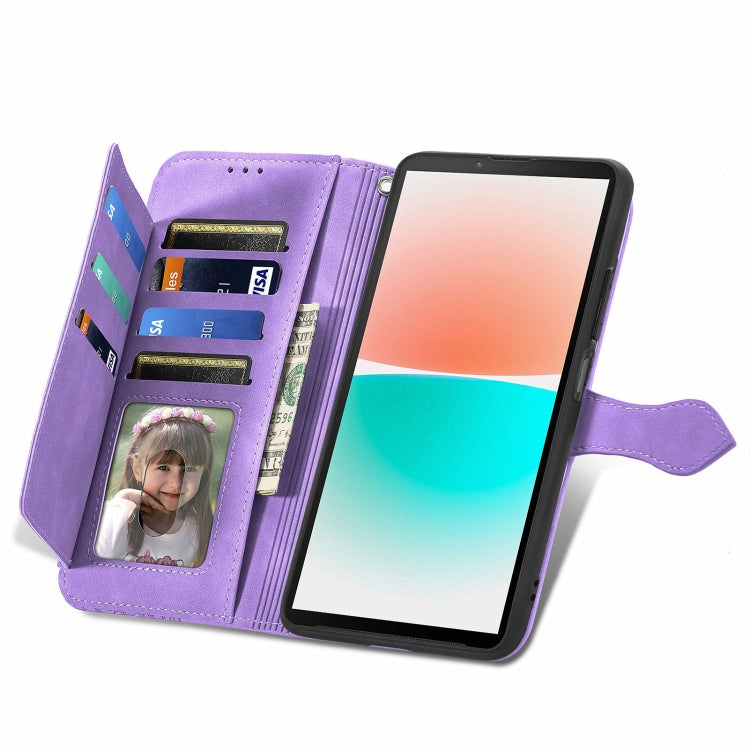 For Sony Xperia 10 IV Embossed Flower Zipper Leather Phone Case