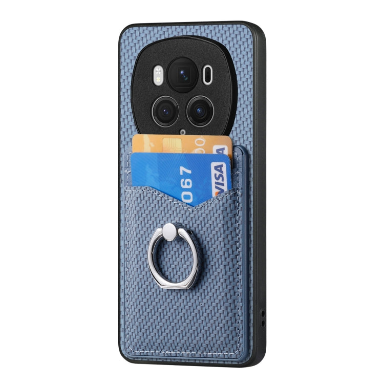 For Honor Magic6 Pro Carbon Fiber Card Wallet Ring Phone Case
