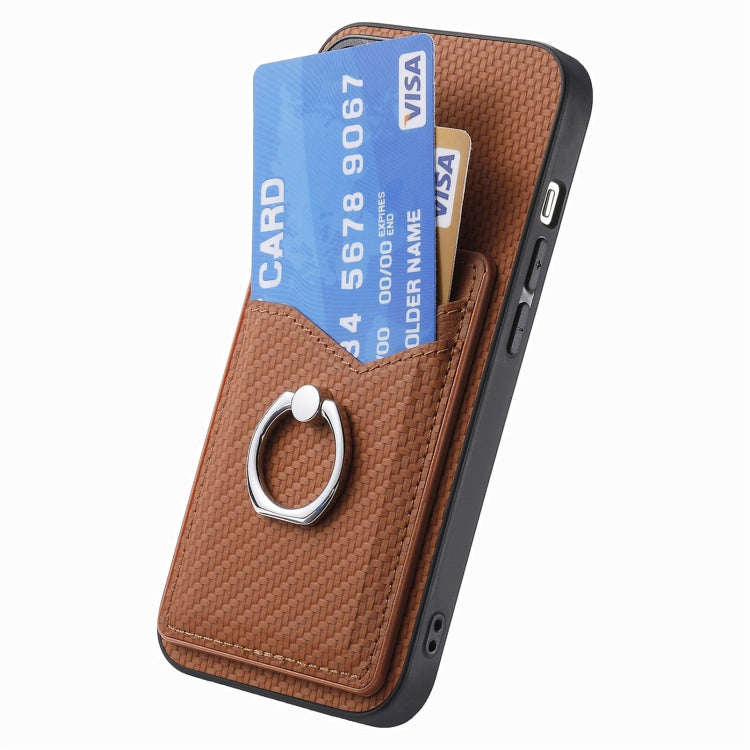 For Honor Magic6 Pro Carbon Fiber Card Wallet Ring Phone Case