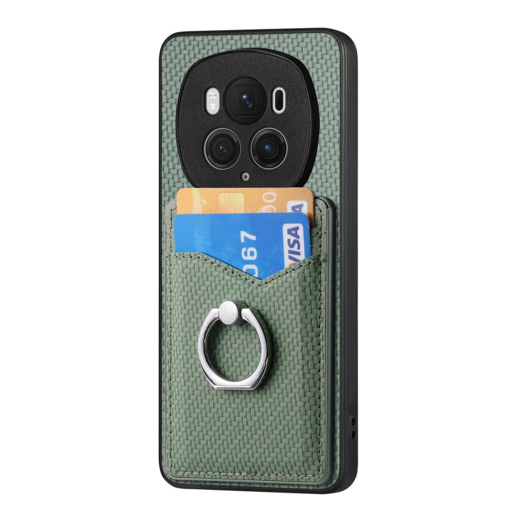 For Honor Magic6 Pro Carbon Fiber Card Wallet Ring Phone Case