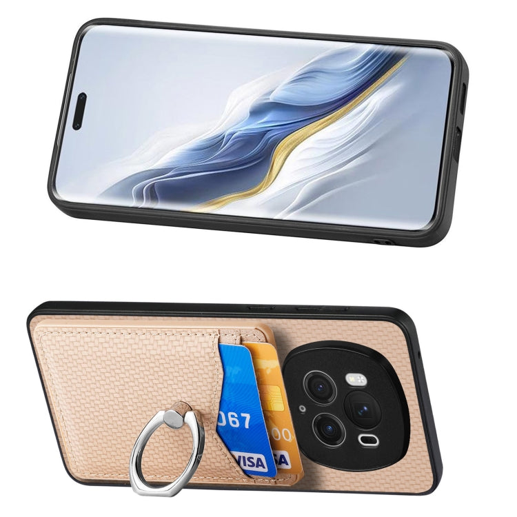 For Honor Magic6 Pro Carbon Fiber Card Wallet Ring Phone Case