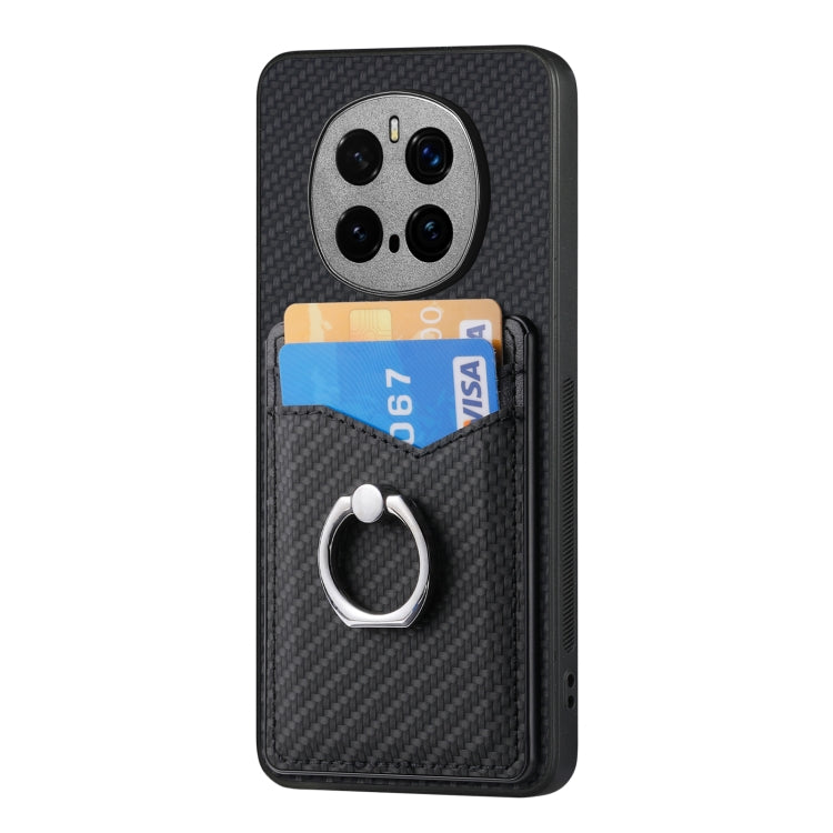 For Honor Magic7 Pro Carbon Fiber Card Wallet Ring Phone Case