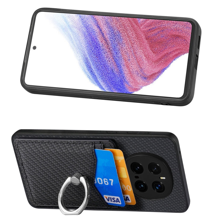 For Honor Magic7 Pro Carbon Fiber Card Wallet Ring Phone Case