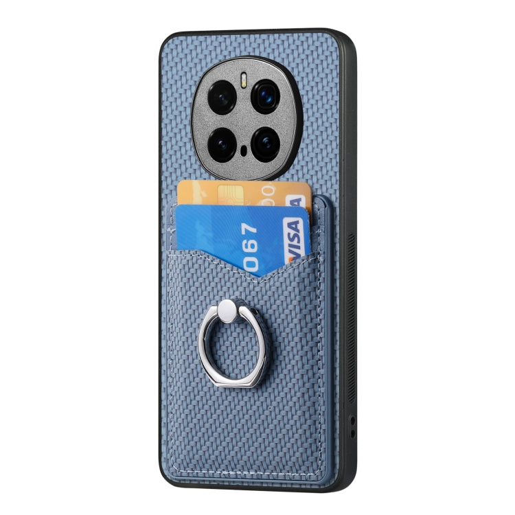 For Honor Magic7 Pro Carbon Fiber Card Wallet Ring Phone Case