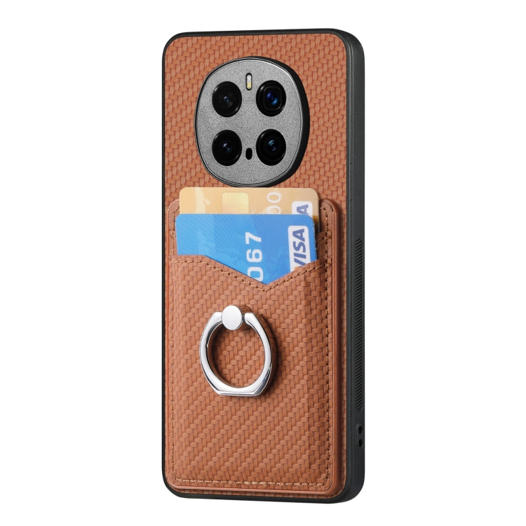 For Honor Magic7 Pro Carbon Fiber Card Wallet Ring Phone Case