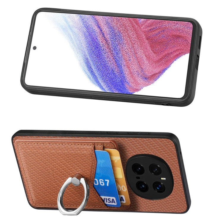 For Honor Magic7 Pro Carbon Fiber Card Wallet Ring Phone Case