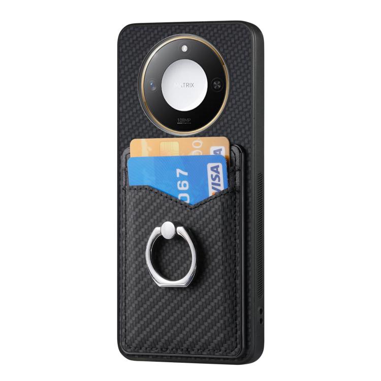 For Honor X60 Carbon Fiber Card Wallet Ring Phone Case