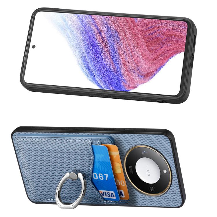 For Honor X60 Carbon Fiber Card Wallet Ring Phone Case