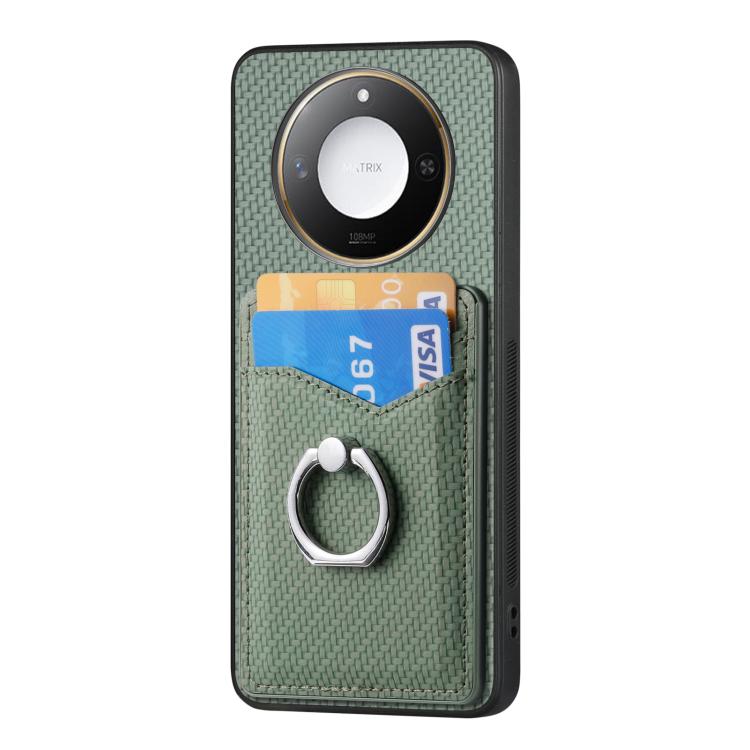 For Honor X60 Carbon Fiber Card Wallet Ring Phone Case