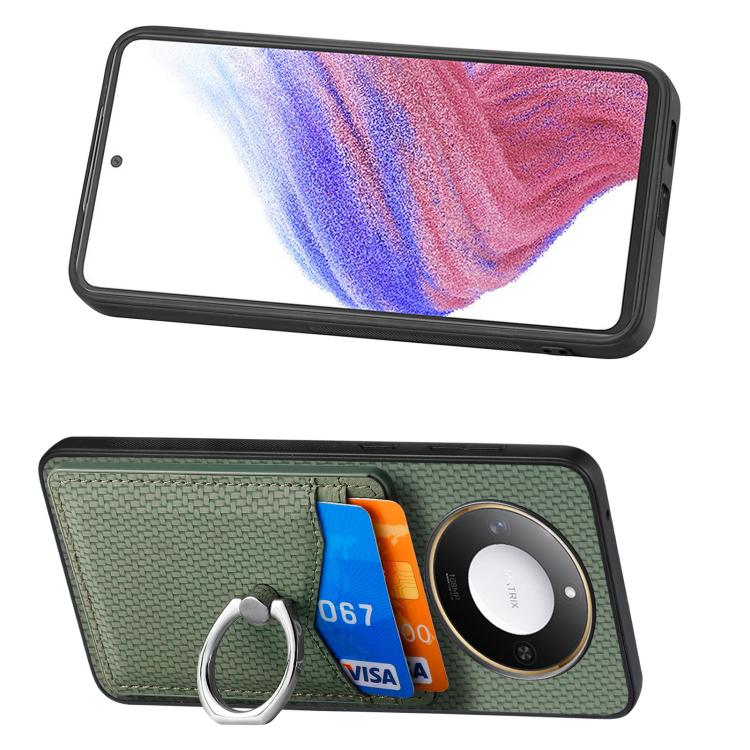 For Honor X60 Carbon Fiber Card Wallet Ring Phone Case