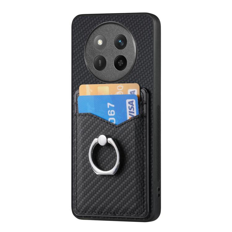 For Honor X60 Pro Carbon Fiber Card Wallet Ring Phone Case