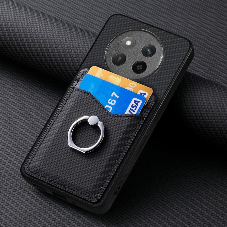 For Honor X60 Pro Carbon Fiber Card Wallet Ring Phone Case