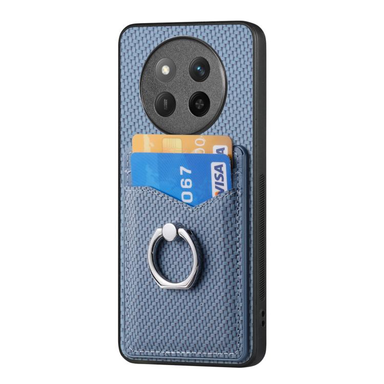 For Honor X60 Pro Carbon Fiber Card Wallet Ring Phone Case