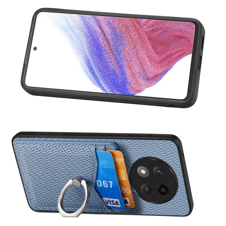 For Honor X60 Pro Carbon Fiber Card Wallet Ring Phone Case