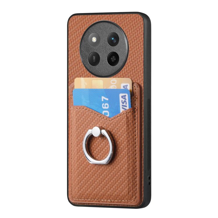 For Honor X60 Pro Carbon Fiber Card Wallet Ring Phone Case